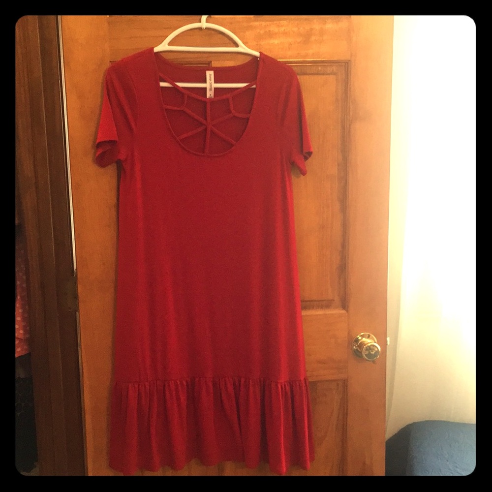 Red dress with neck detail